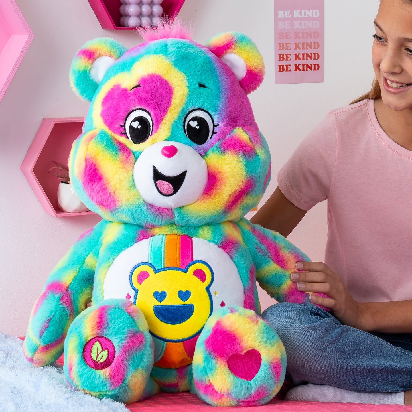 Care Bears 60cm Jumbo Plush - Good Vibes Bear (Eco-Friendly)