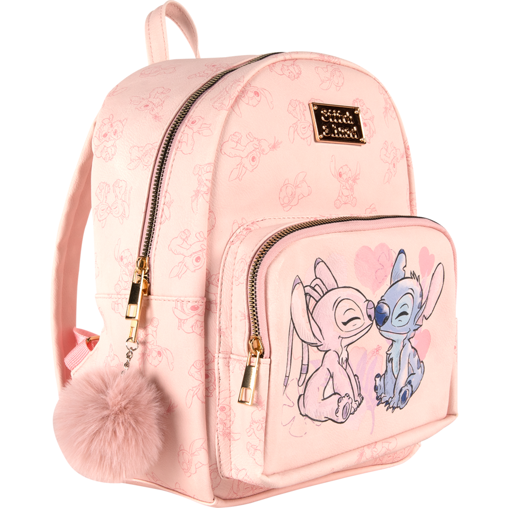 Officially Licensed Disney Stitch & Angel Premium Faux Leather Backpack