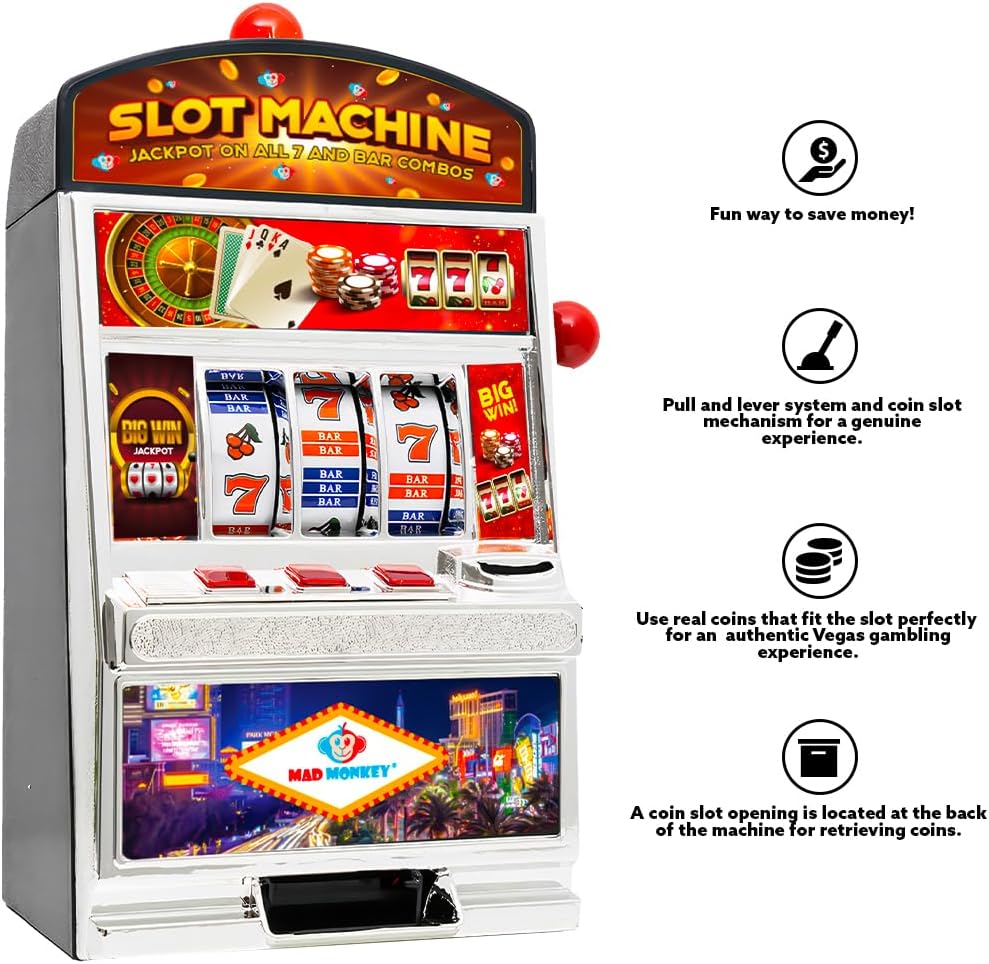 Mad Monkey - Slot Machine XL Money Box Tabletop Toy