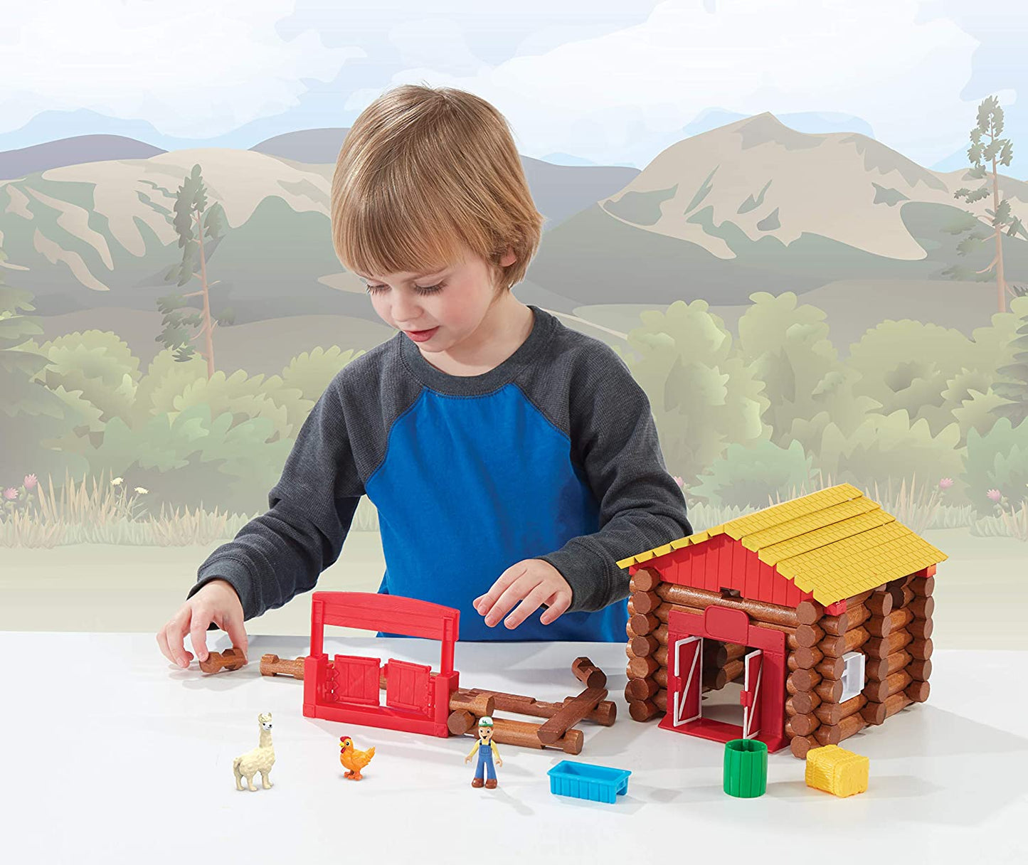 LINCOLN LOGS Fun on the Farm Build & Playset | Classic Wooden Farm Building Toy for Preschoolers