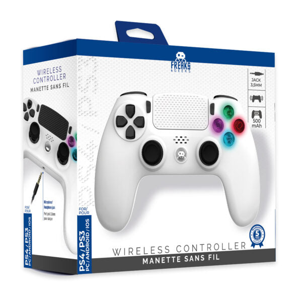 Freaks and Geeks PS4 Light-Up Controller White