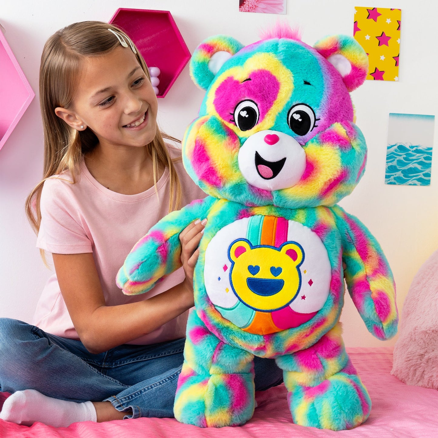 Care Bears 60cm Jumbo Plush - Good Vibes Bear  (Eco-Friendly)