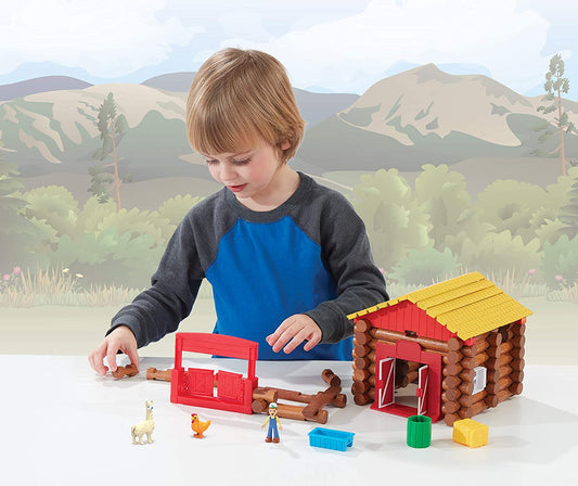 LINCOLN LOGS Fun on the Farm Build & Playset | Classic Wooden Farm Building Toy for Preschoolers