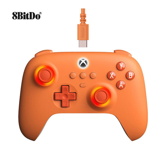 8BitDo Ultimate C Wired Controller for Xbox Series X|S and PC with RGB Fire Ring and Hall Effect Joysticks (Orange)